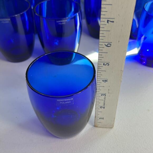 Hortensja Poland Drinking Glasses Set of 8 4.5" Blue Glass - Picture 6 of 6
